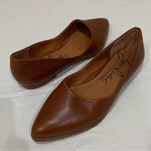 Zodiac Womens Hill Pointed Toe Flats Cognac Brown Leather Size 8.5M